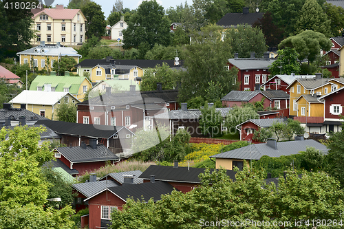 Image of wooden houses in the old district of Porvoo, Finland