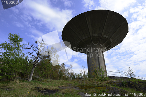 Image of water tower on rock