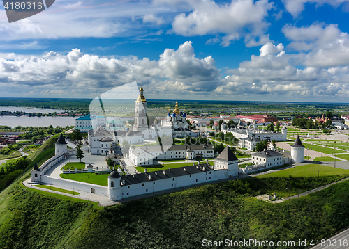 Image of Aerial view onto Tobolsk Kremlin in summer day