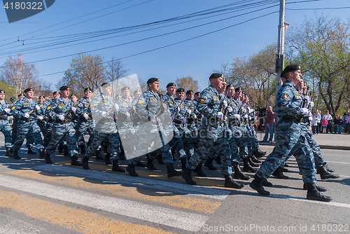 Image of Group of police special troops on parade