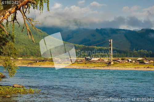 Image of Old suspension bridge above Katun