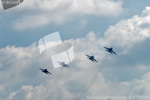 Image of Group flight of russian pilotage team on SU-27