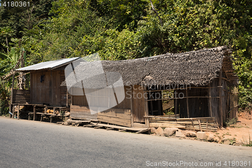 Image of African malagasy huts in Andasibe region