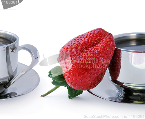 Image of Strawberry and two cups of coffee