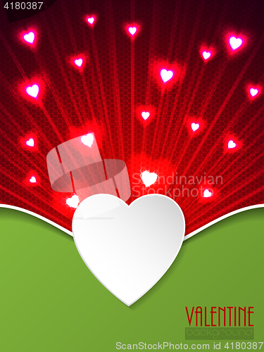 Image of Valentine day greeting with bursting hearts