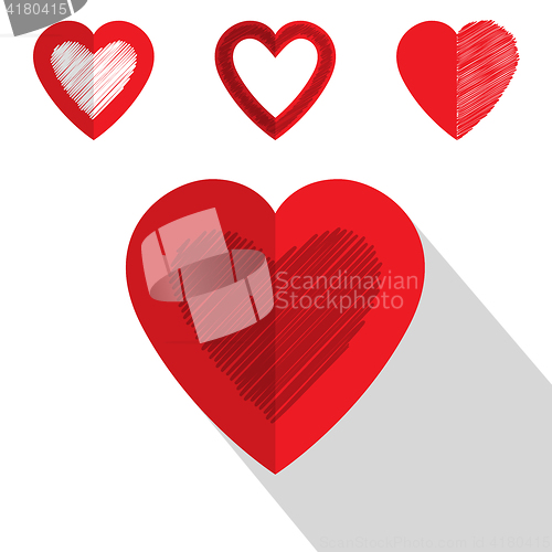 Image of Valentine day heart icon flat design