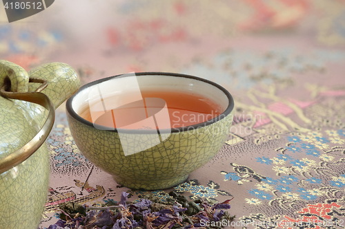 Image of cup with tea macro shot