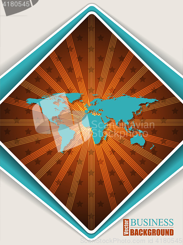 Image of Abstract orange turquoise brochure with world map