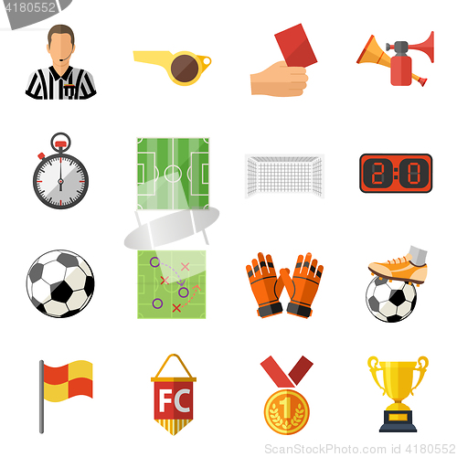 Image of Soccer Flat Icon Set