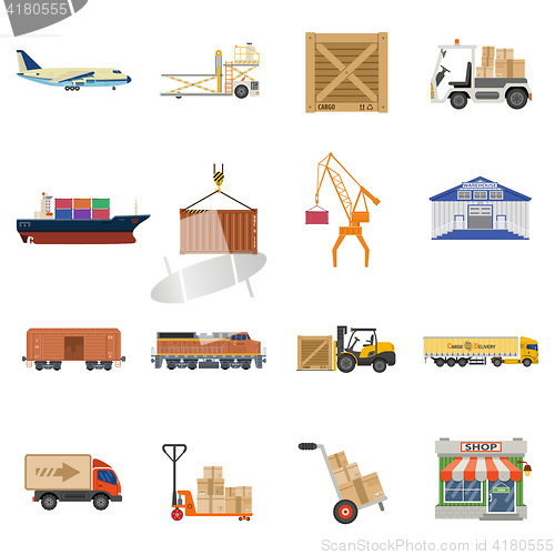 Image of Cargo Transport and logistics Icon Set