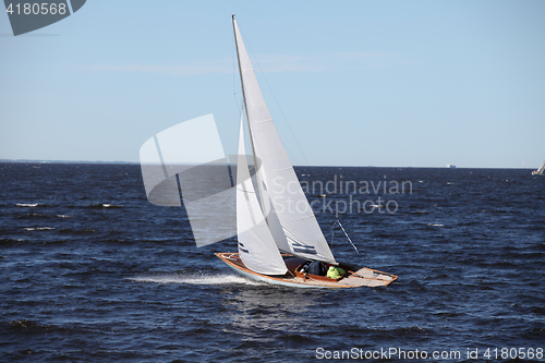 Image of sailboat in sea in motion