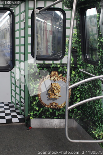 Image of  inside subway car in St. Petersburg