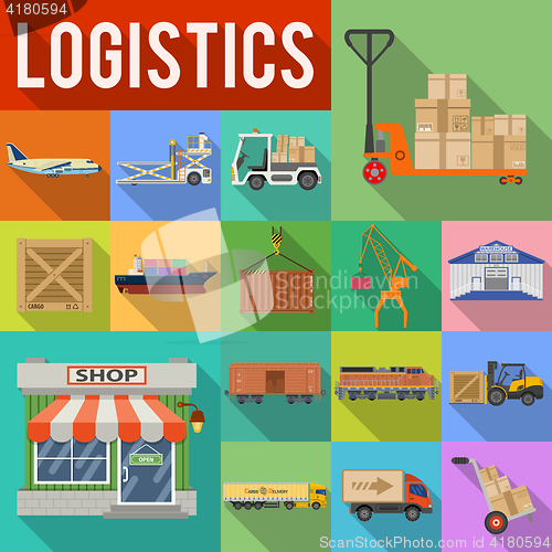 Image of Cargo Transport and logistics Icon Set
