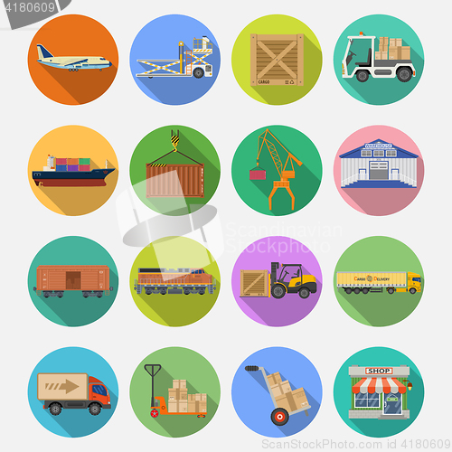 Image of Cargo Transport and logistics Icon Set