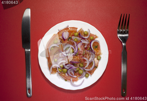 Image of  vegetable salad tomato onion green peas