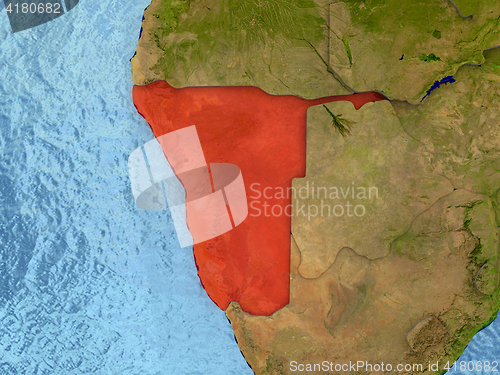 Image of Namibia in red