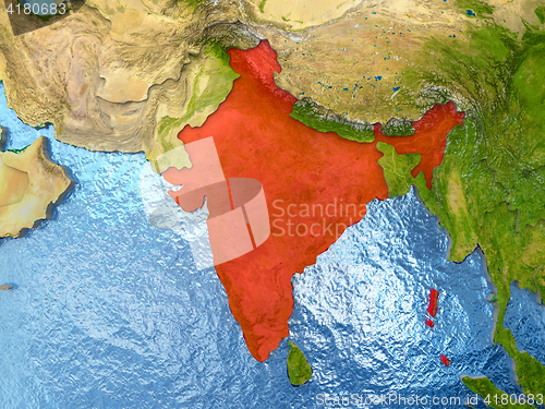 Image of India in red