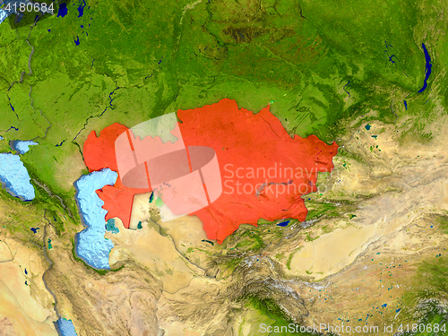 Image of Kazakhstan in red