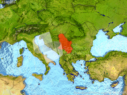 Image of Serbia in red
