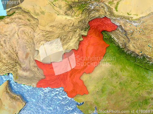 Image of Pakistan in red