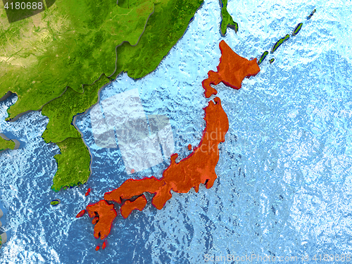 Image of Japan in red