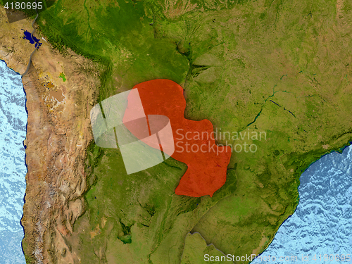 Image of Paraguay in red