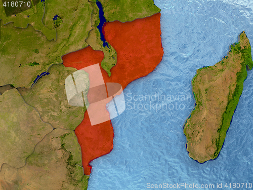 Image of Mozambique in red