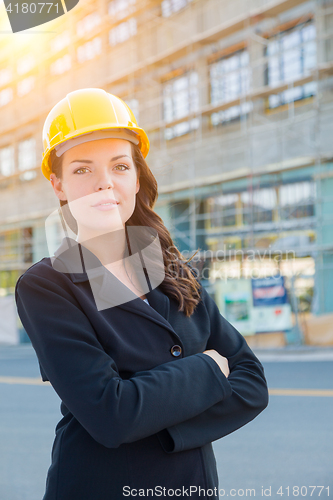 Image of Portrait of Young Attractive Professional Female Contractor Wear