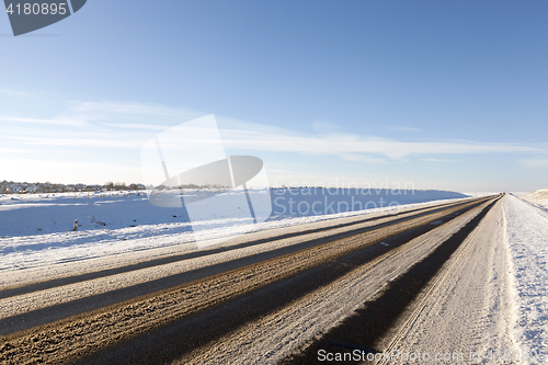 Image of snowy road, winter