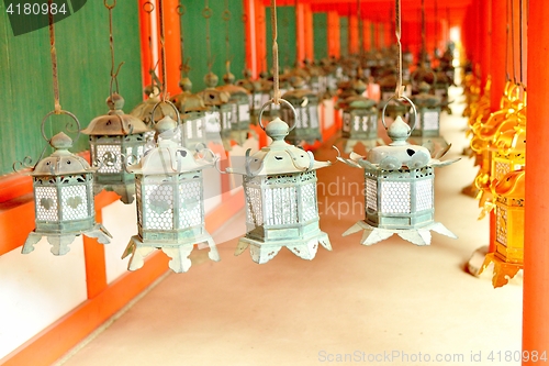 Image of Decorative bronze lanterns in Kasuga Taisha of Nara