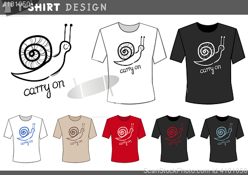 Image of t shirt design with snail