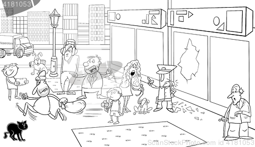 Image of situation on street coloring page