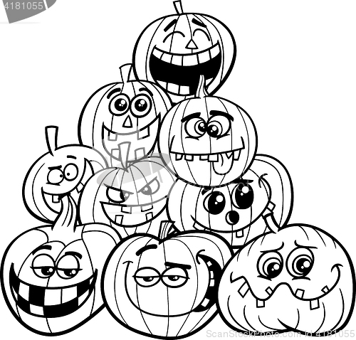 Image of halloween pumpkins coloring page