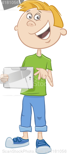 Image of boy with tablet pc cartoon