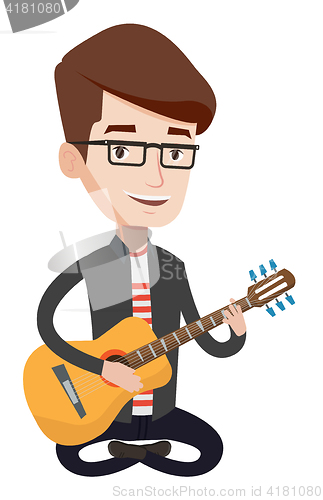 Image of Musician playing guitar vector illustration.