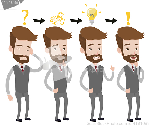 Image of Businessman having idea vector illustration.