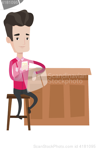 Image of Man sitting at the bar counter vector illustration