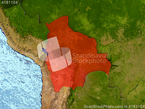 Image of Bolivia in red