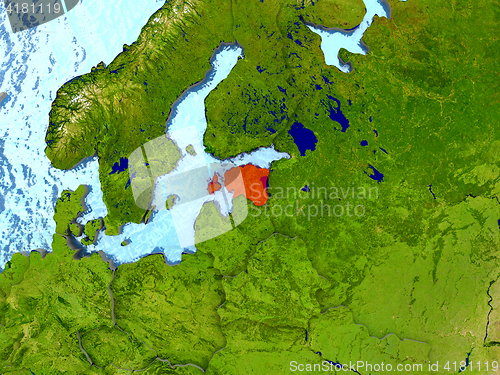 Image of Estonia in red