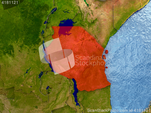 Image of Tanzania in red