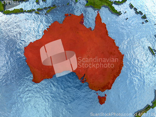 Image of Australia in red