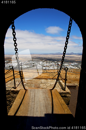 Image of drawbridge  lanzarote  owr and door  in teguise arre