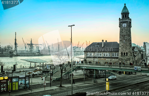 Image of view of Hamburg city and port