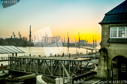 Image of view of Hamburg city and port