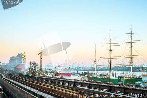 Image of view of Hamburg city and port