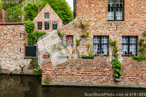 Image of Medieval brick houses in Bruges Brugge