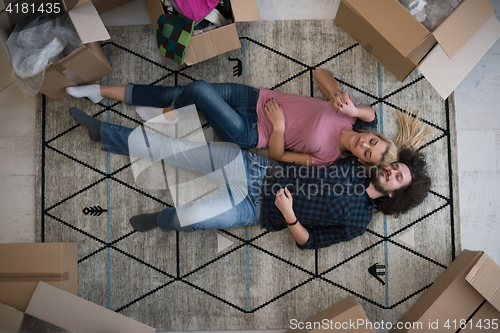 Image of Top view of attractive young couple