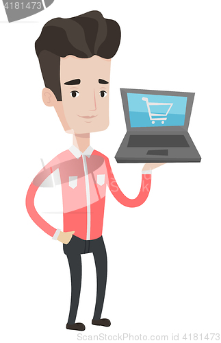 Image of Man shopping online vector illustration.