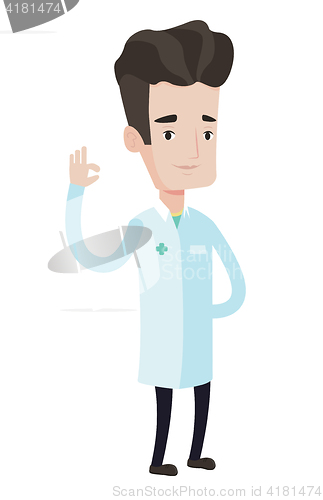 Image of Doctor showing ok sign vector illustration.