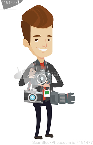 Image of Photographer taking photo vector illustration.